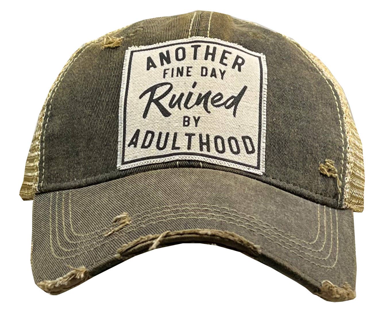 Snapback Cap | "Another Fine Day Ruined By Adulthood" Patch Hat - Vintage Style