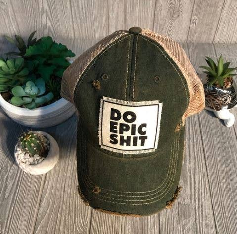 Do Epic Shit Distressed Trucker Hat Baseball Cap