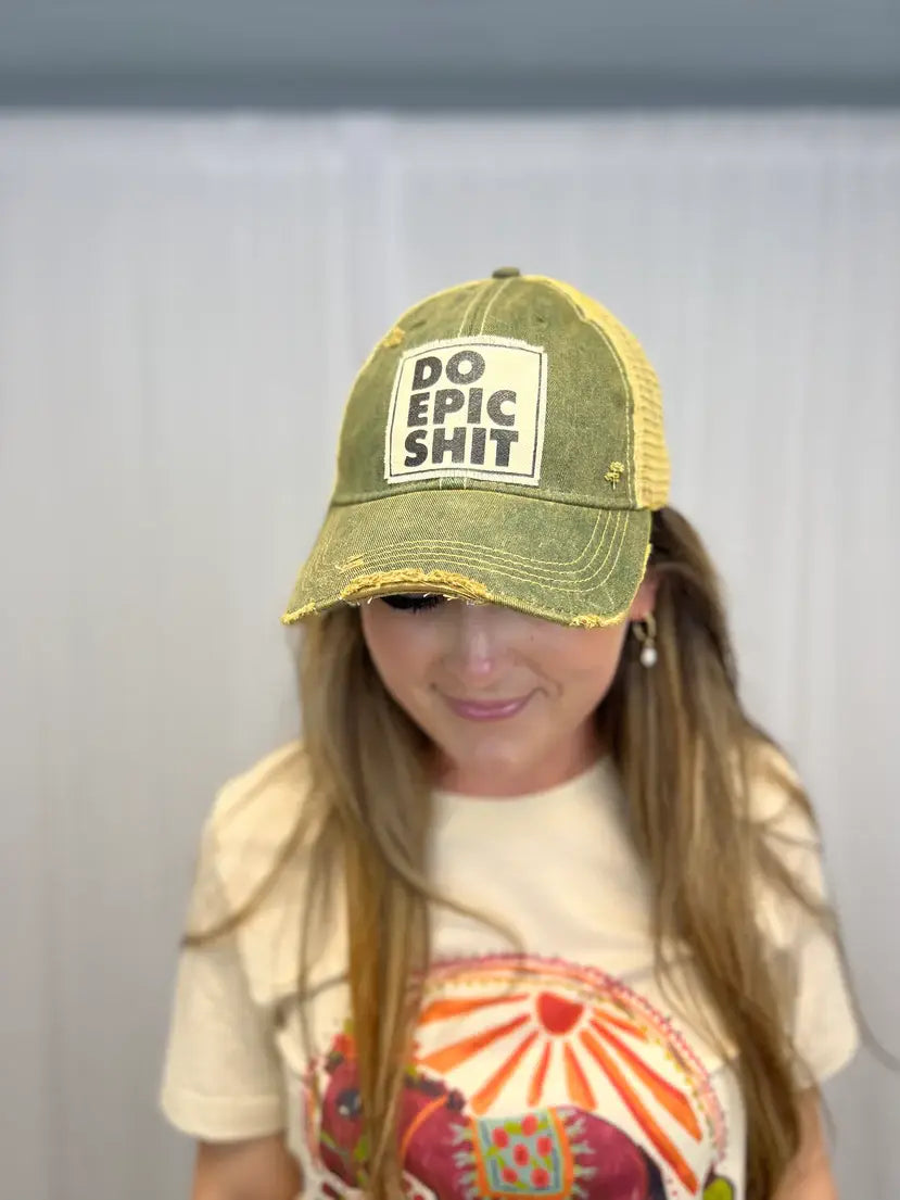Do Epic Shit Distressed Trucker Hat Baseball Cap